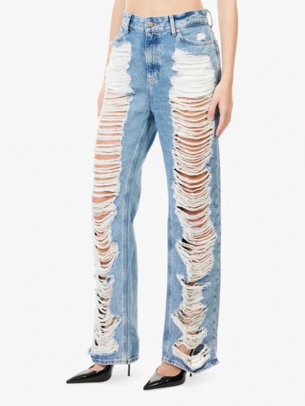 Good American The Khloé Extreme Rips High Rise Jeans Size 2 /26 NWT
